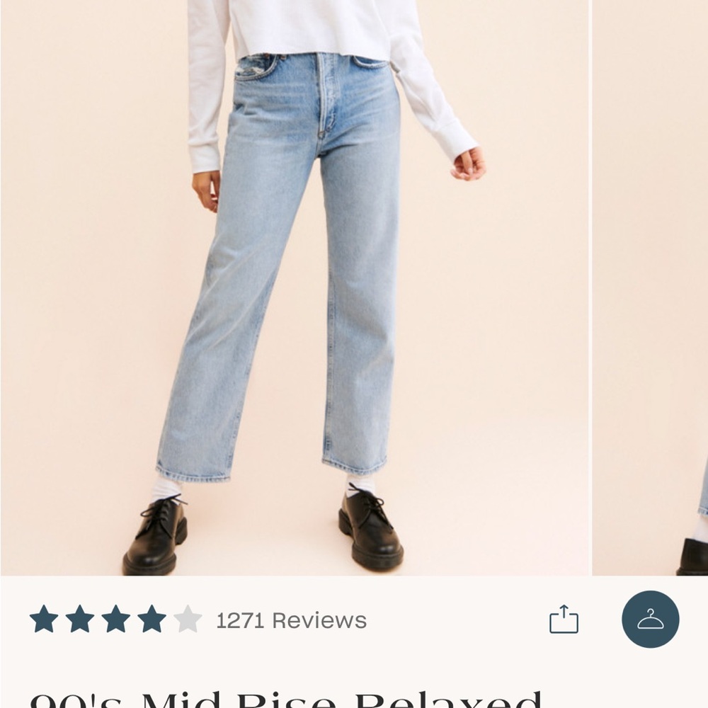 Agolde 90’s Mid-Rise Relaxed Straight Leg Jeans Sz 28 color: denim light